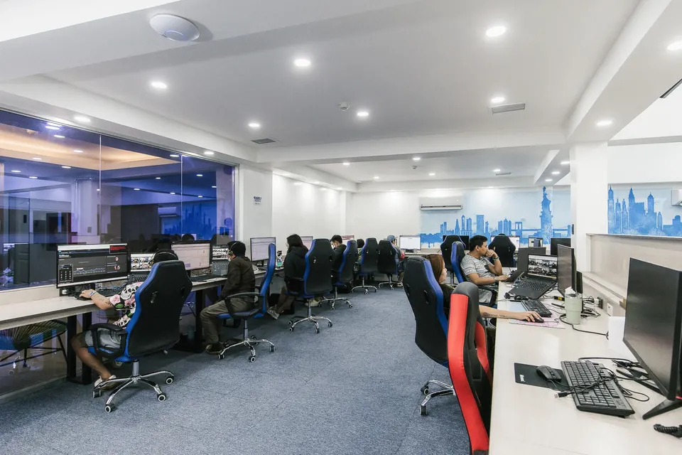 Workstations in the Clark Staff Philippines remote staffing office